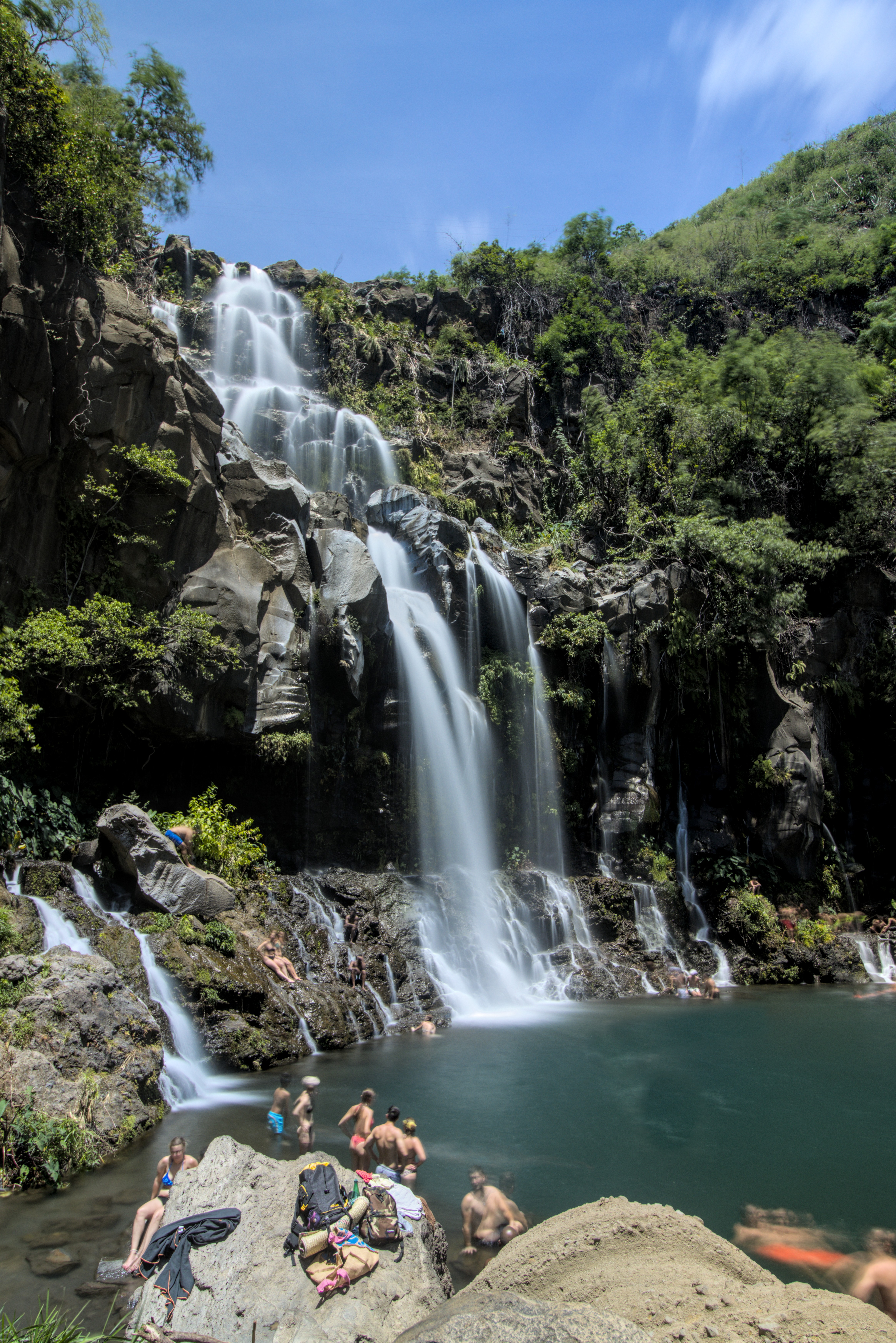 Langzeitbelichtung eines Wasserfalls
